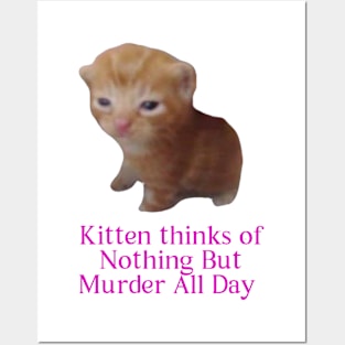 Kitten thinks of... - Meme Shirt Posters and Art